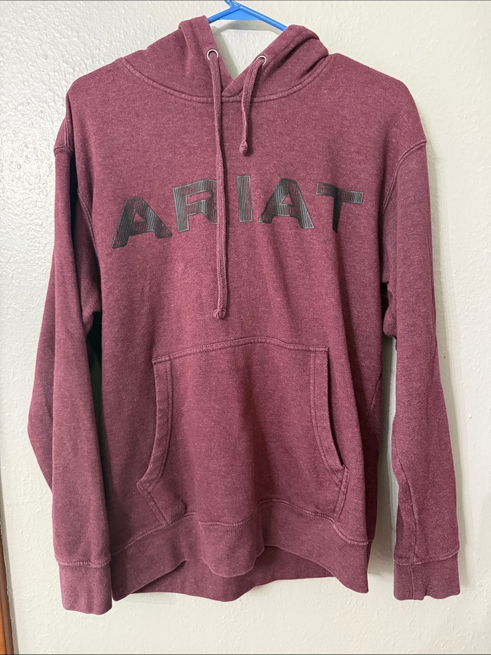Men’s Ariat Maroon Pullover Hoodie with Logo